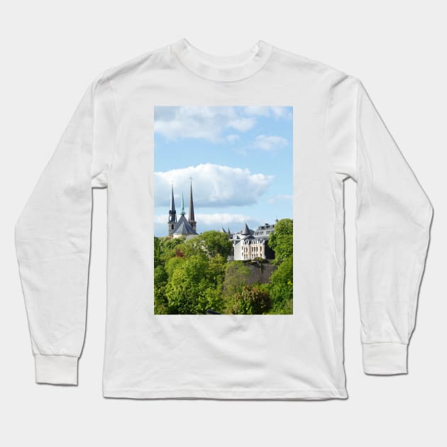 EU; Europe; Luxembourg; Luxembourg; City; Cathedral; Church; old town; park Long Sleeve T-Shirt by Kruegerfoto